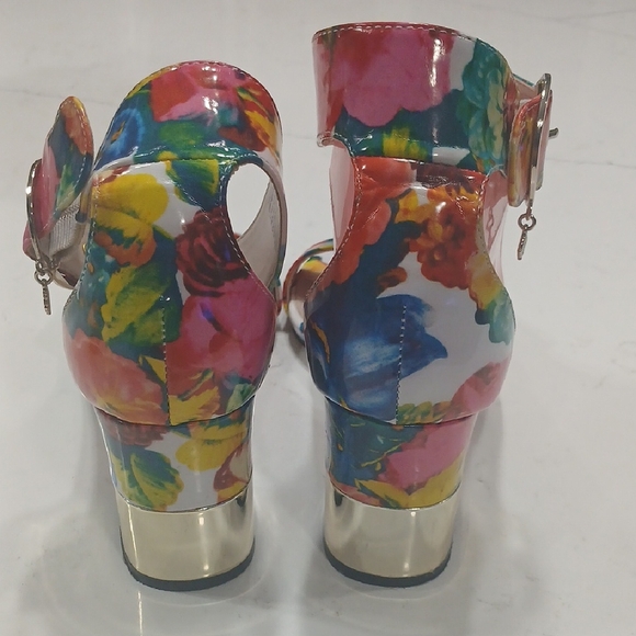 Nanette Lepore Floral Block Heel Sandals Sz 8.5M Gentle Used - Picture 6 of 9